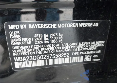 2025 BMW 228 Gran Coupe xDrive z USA, uszkodzony, nr VIN WBA23GG02S7S58252